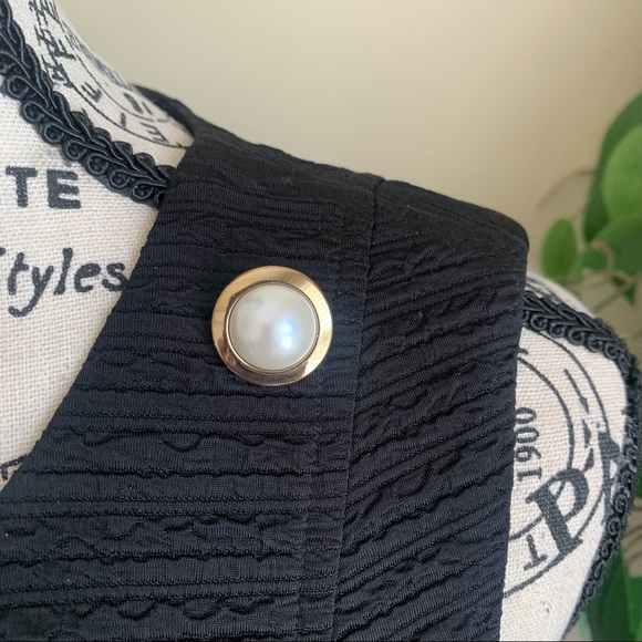 Karl Lagerfeld Pearl Button Textured A-Line Dress Black Sz 6 - Picture 4 of 16
